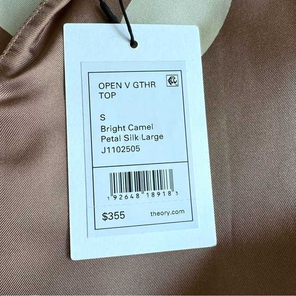 Theory Floral Print Silk Top Camel Sz S - Picture 6 of 11